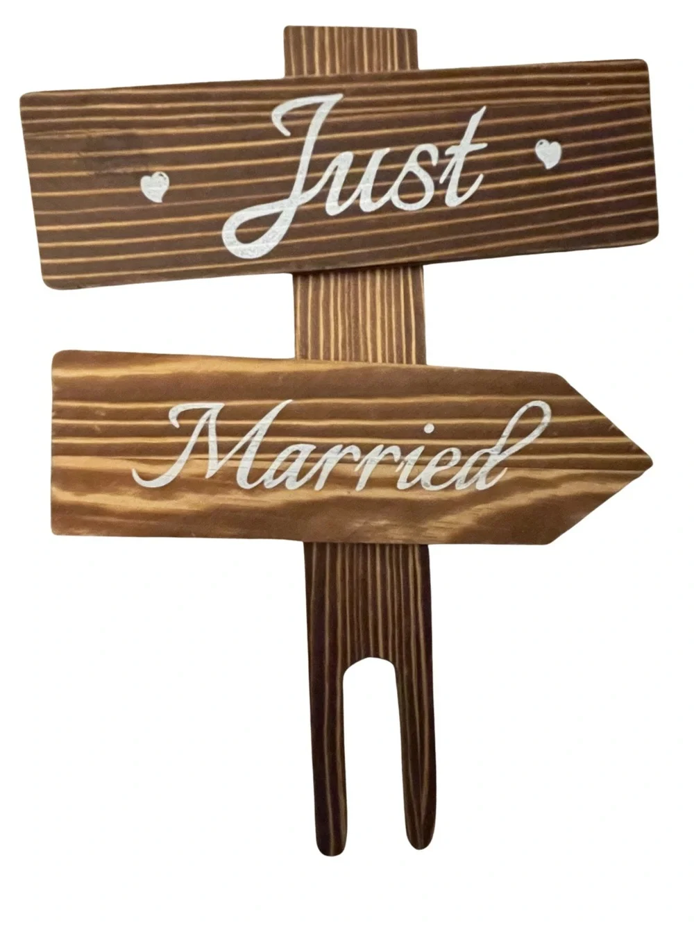Wooden Just Married Wedding Cake Topper Rustic Directional Sign Decor